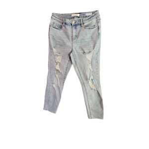 Judy Blue Mid‎ Rise Jeans 9/29 Blue Destroyed Distresse Boyfriend Fit Stretch 28